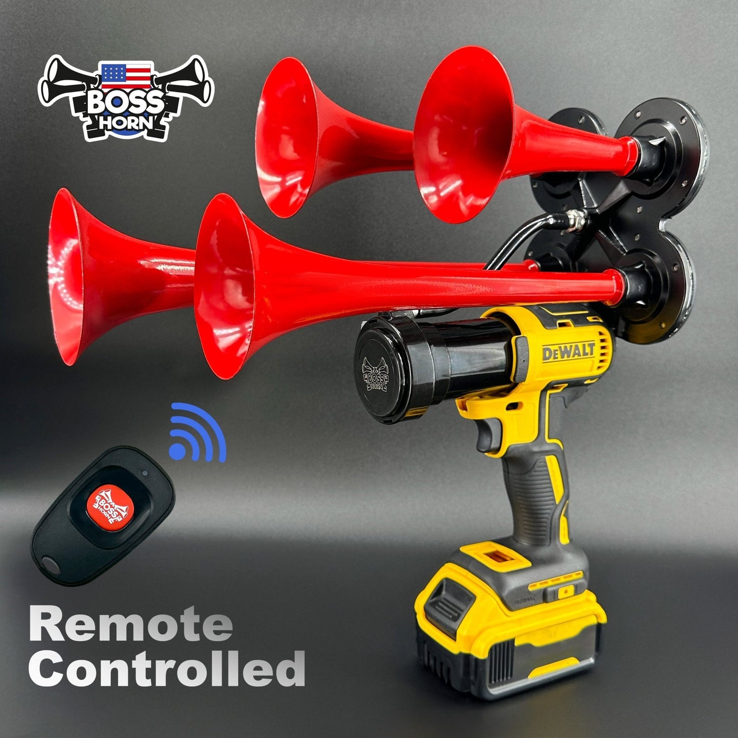 DeWalt Train Horn: Quad Air Horn with Remote - BossHorn