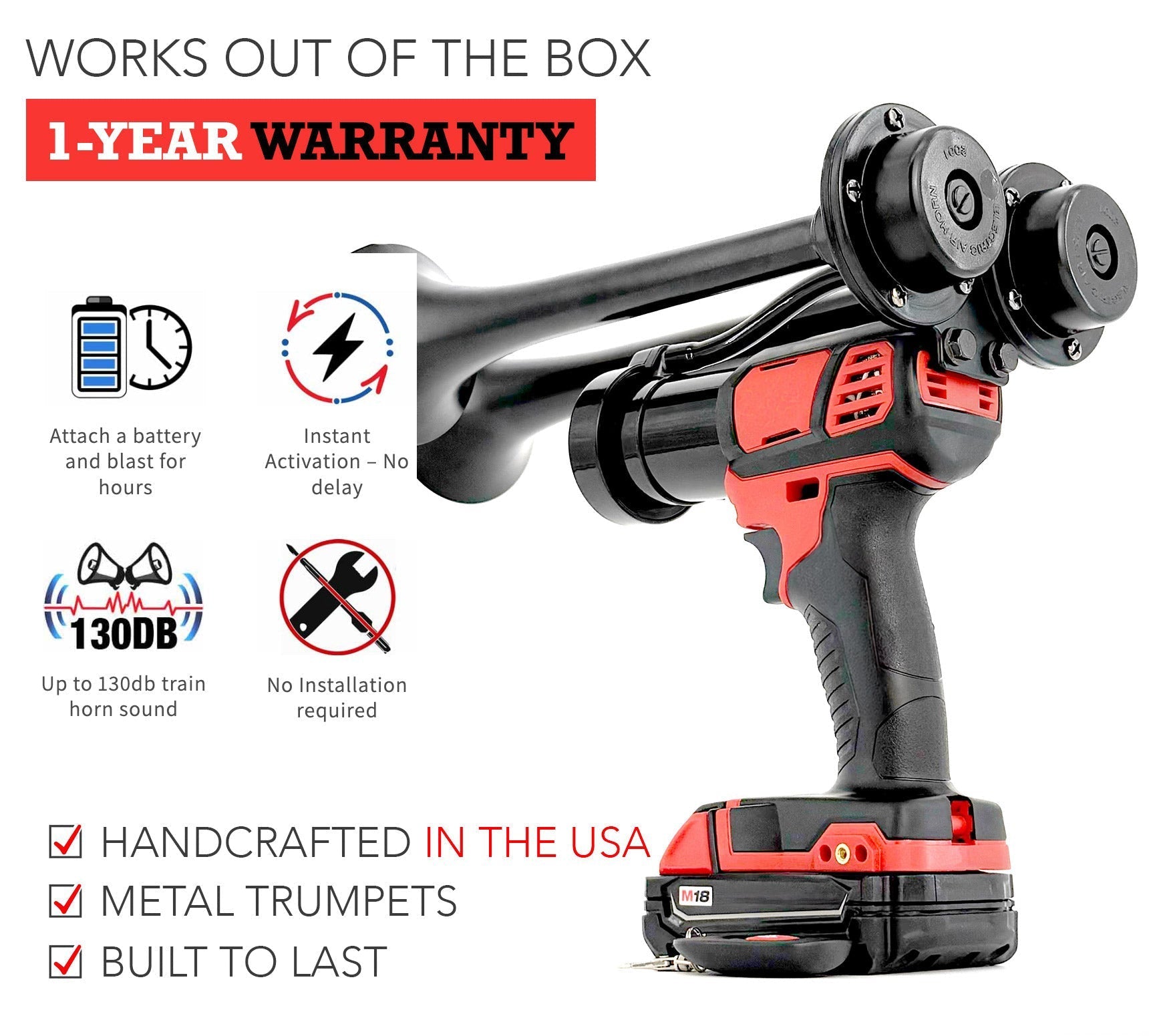 Cordless Dual Air Horn for Milwaukee® 18V